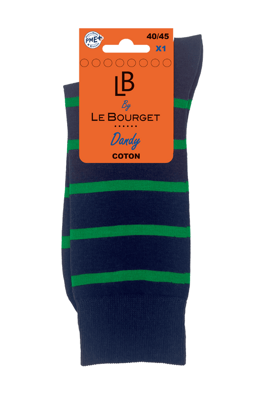 Chaussettes Fantaisies Marinière - Marine Vert