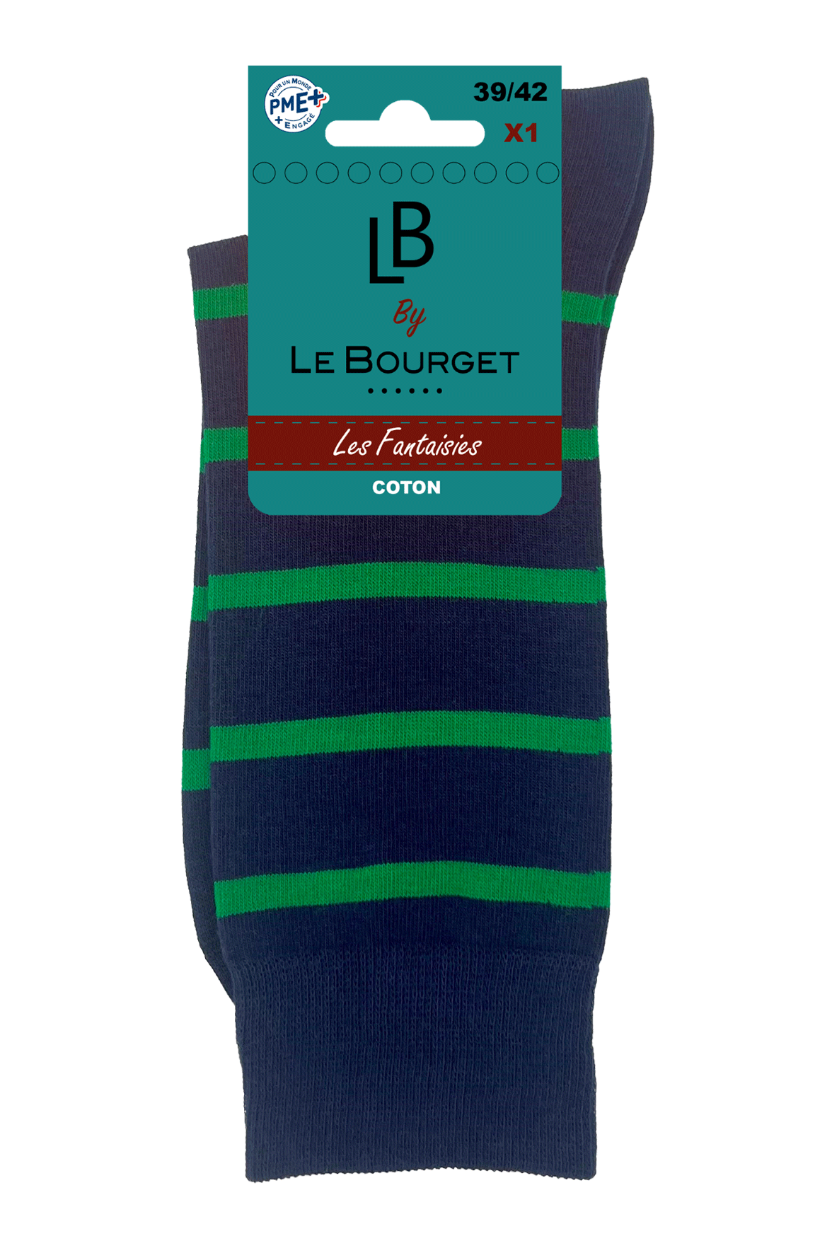 Chaussettes Fantaisies Homme Marinière - Marine Vert