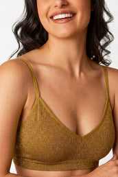 Brassière Scintillante Bretelles Fines - Ocre Foncé