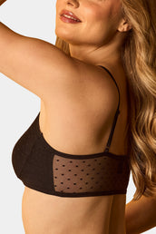 Brassière Bretelles Fines Ajustable Microfibre Plumetis Lingerie - Noir