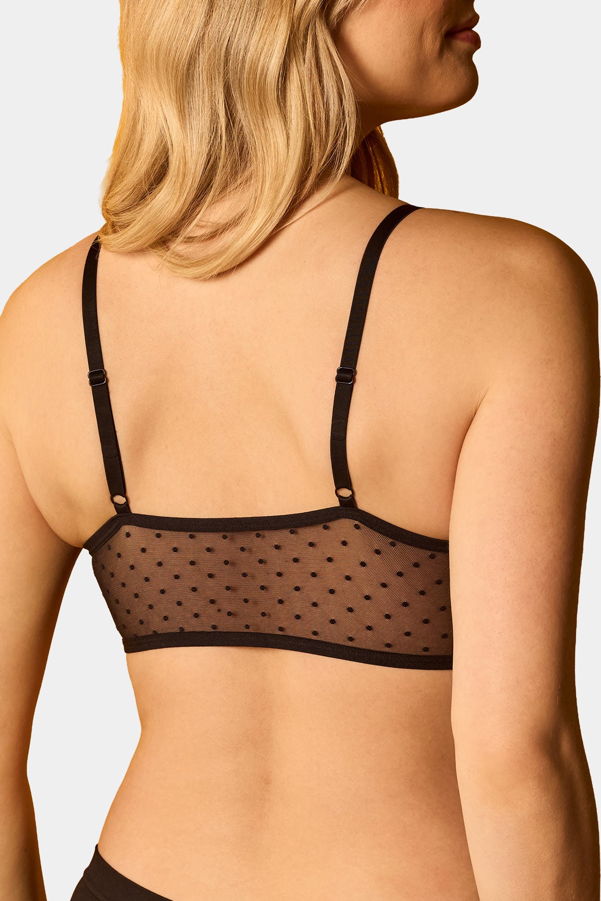 Brassière Bretelles Fines Ajustable Microfibre Plumetis Lingerie - Noir
