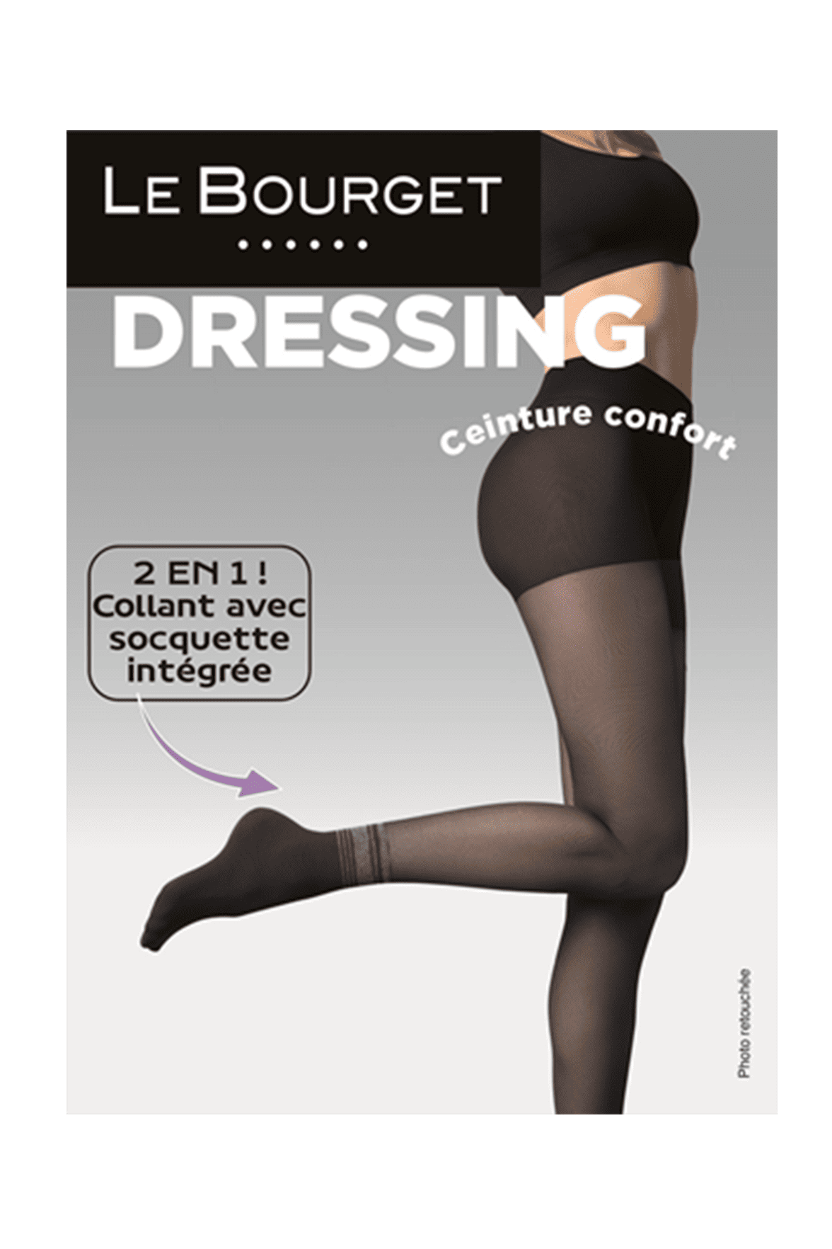 Collant Semi-Opaque Fantaisie avec Socquettes Fantaisies Intégrée Bord Lurex 35/70D Dressing - Noir