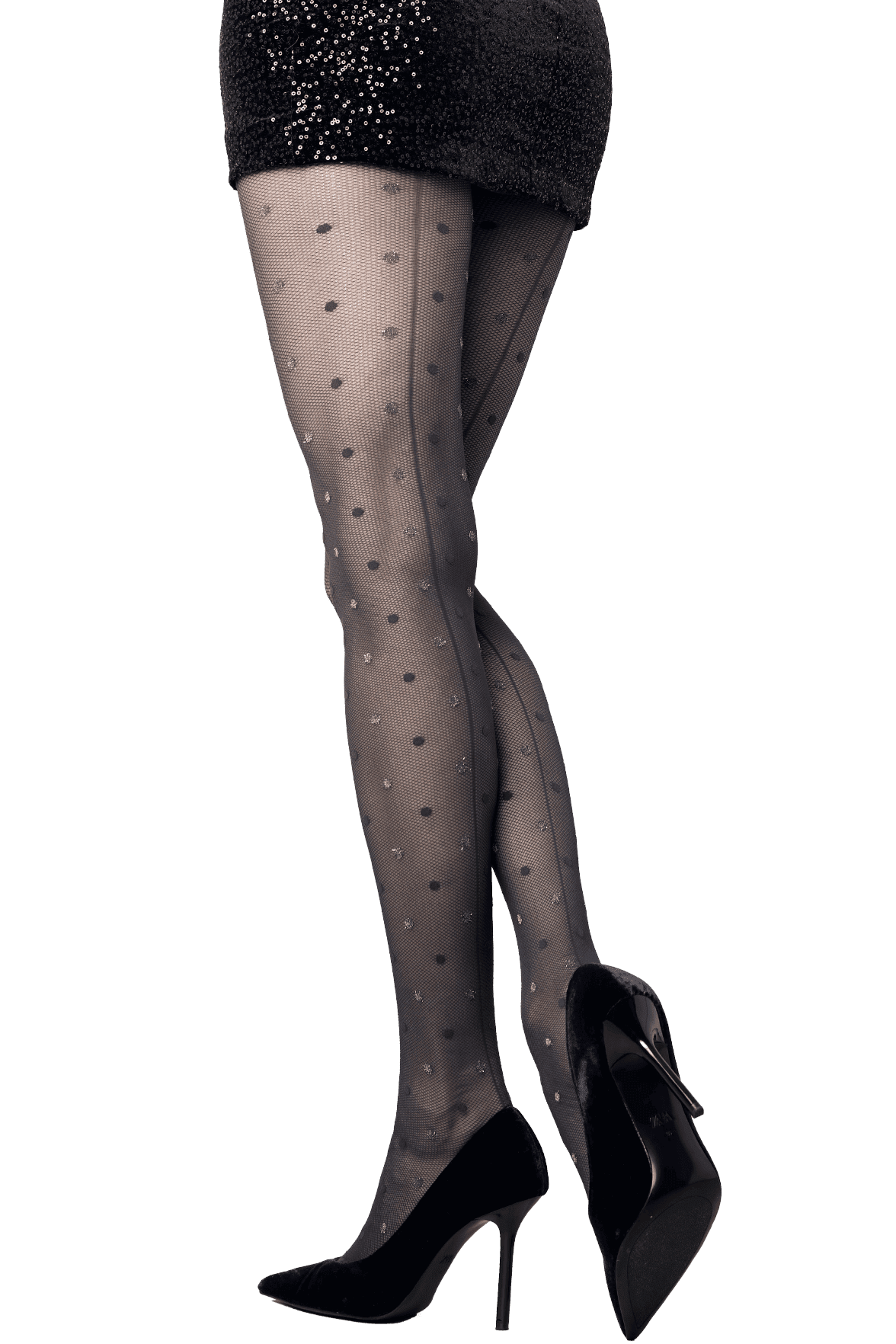 Collant Résille Fantaisie Plumetis Lurex avec Couture Arrière 25D Modacolors Noir