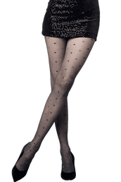 Collant Résille Fantaisie Plumetis Lurex avec Couture Arrière 25D Modacolors Noir