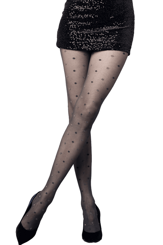 Collant Résille Fantaisie Plumetis Lurex avec Couture Arrière 25D Modacolors Noir