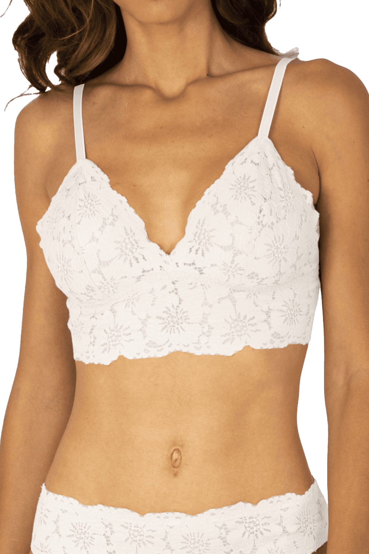 Brassière Bretelles Fines Ajustables Dentelle - Blanc
