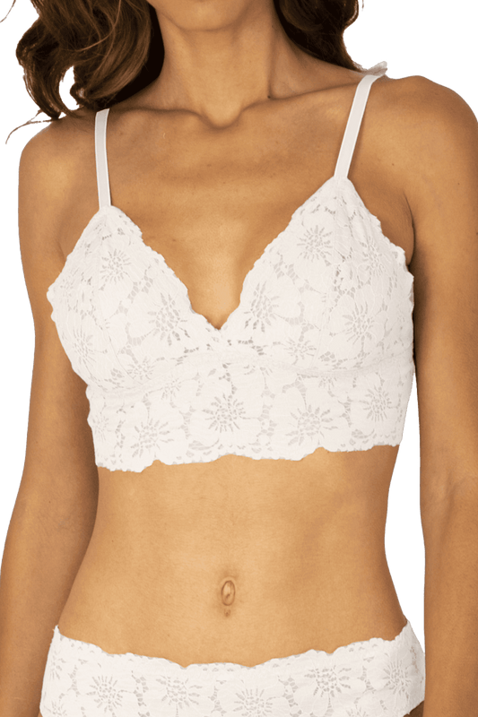 Brassière Bretelles Fines Ajustables Dentelle - Blanc