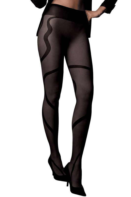 Collant Transparent Fantaisie Bandes Géométriques 20D Dessous Chics - Noir
