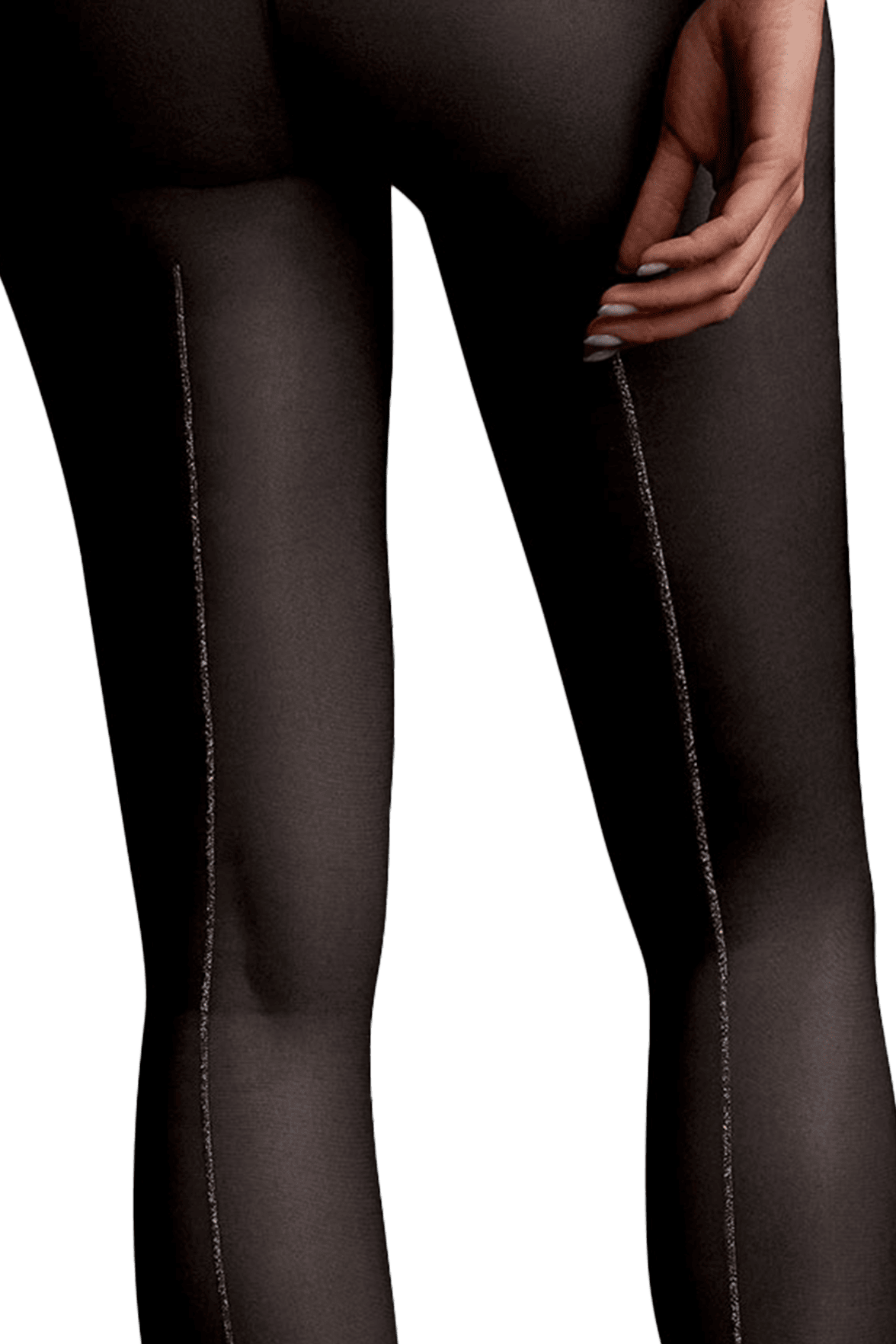 Collant Transparent Couture Arrière Fantaisie Lurex 20D Dessous Chics - Noir Argent