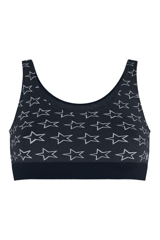 Brassière Bretelles Larges Dos Montant Motif Etoile Oh Mademoiselle - Marine