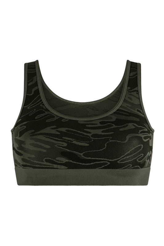 Brassière Bretelles Larges Dos Montant Motif Camouflage Oh Mademoiselle - Kaki