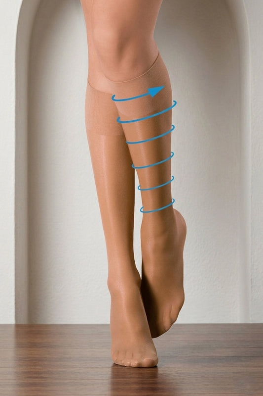 Lot de 2 paires Mi-Bas Jambes Légères 25D Activ' Day - Nude