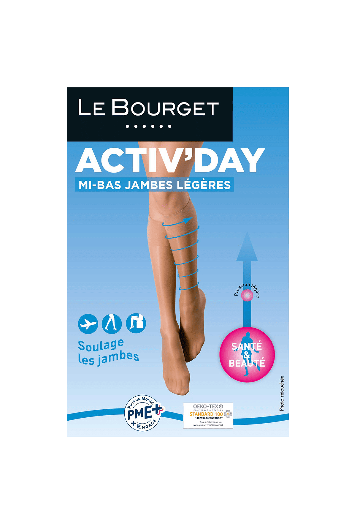Lot de 2 paires Mi-Bas Jambes Légères 25D Activ' Day - Noir