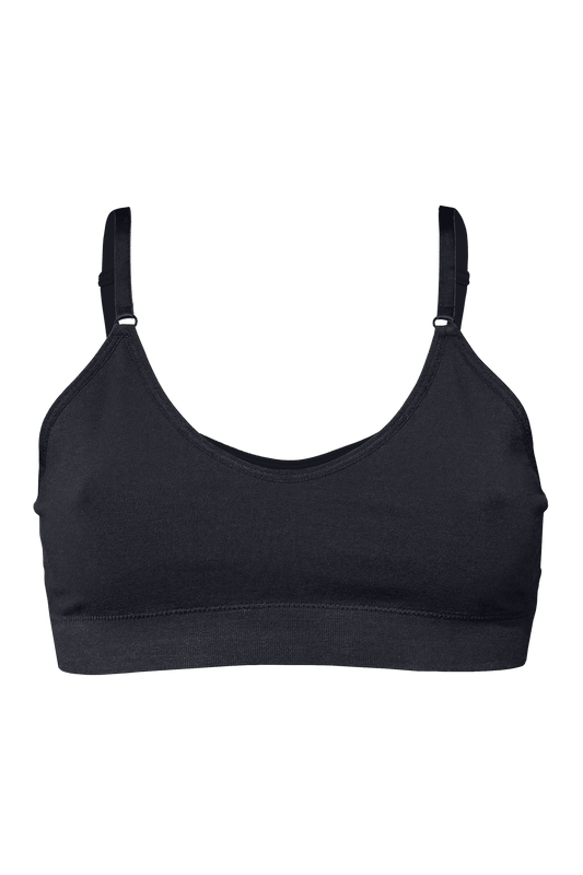 Brassière Bretelles Fines Ajustables Coton Bio - Noir