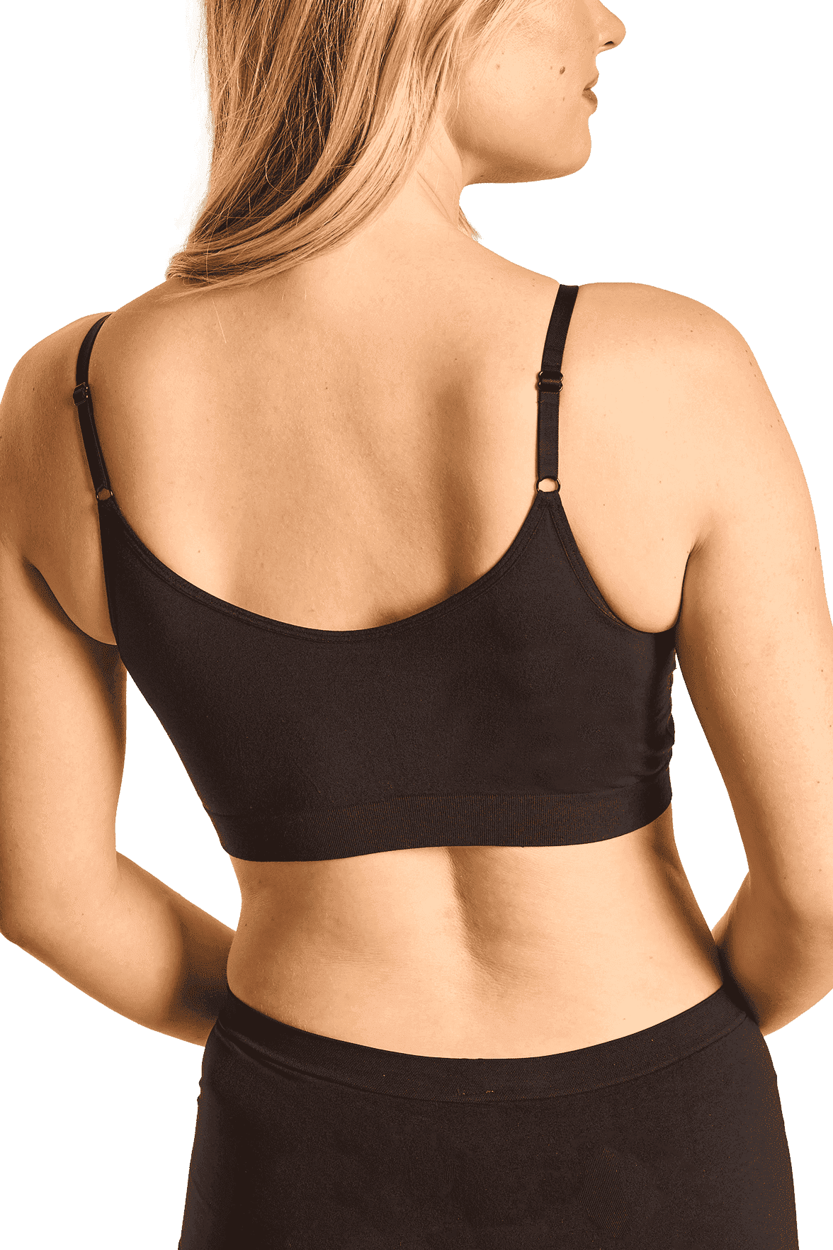 Brassière Bretelles Fines Ajustables Coton Bio - Noir
