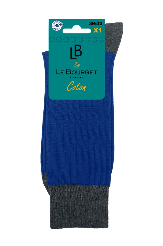 Chaussettes Homme Larges Côtes en Coton - Bleu