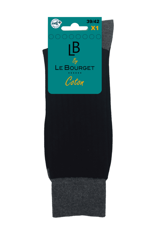 Chaussettes Homme Larges Côtes en Coton - Noir