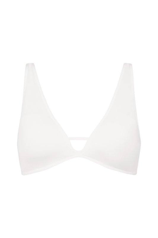 Brassière Bretelles Fines avec Agrafes au Dos et Coques fines intégrées - Blanc