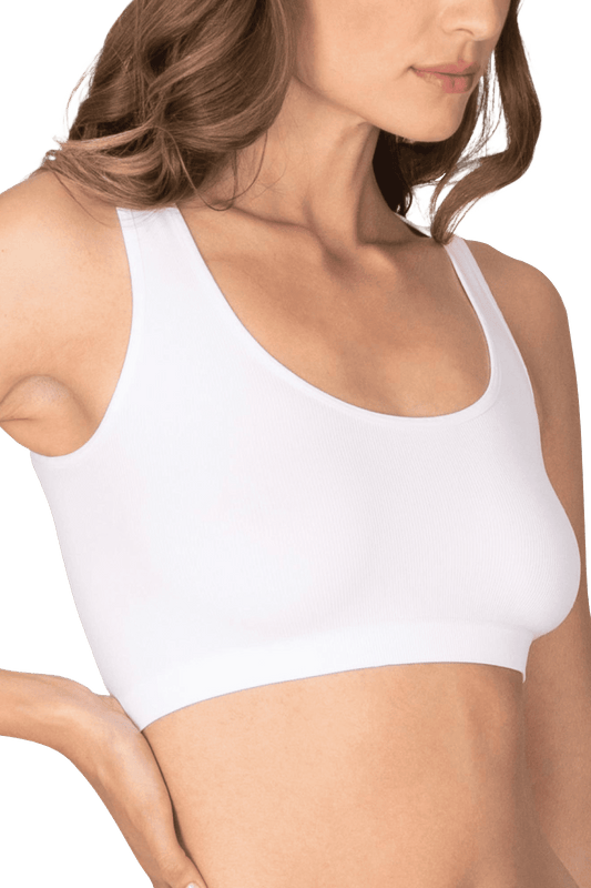 Brassière Bretelles Larges Mailles Cötelées - Blanc