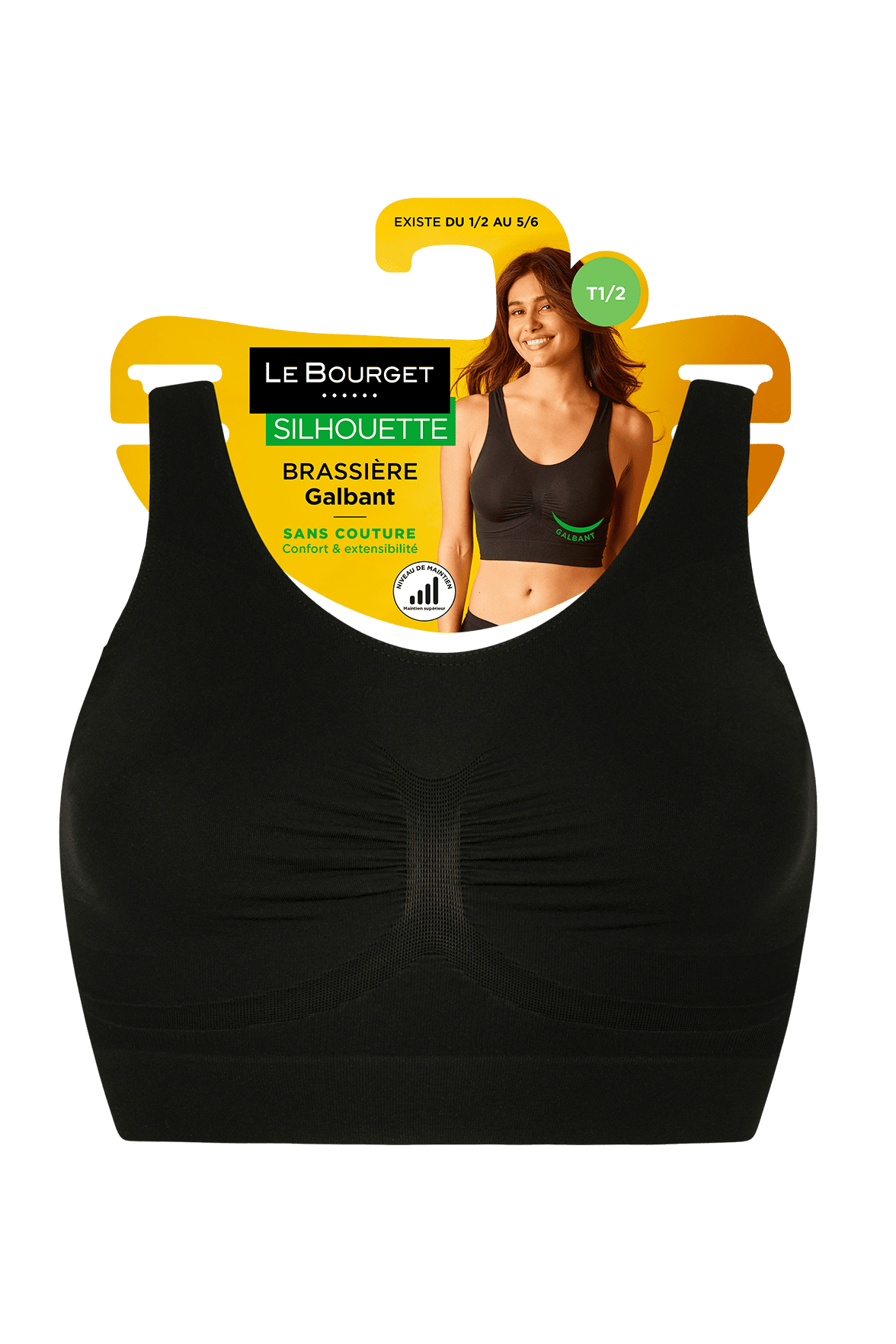Brassière Bretelles Larges Galbante Silhouette - Noir