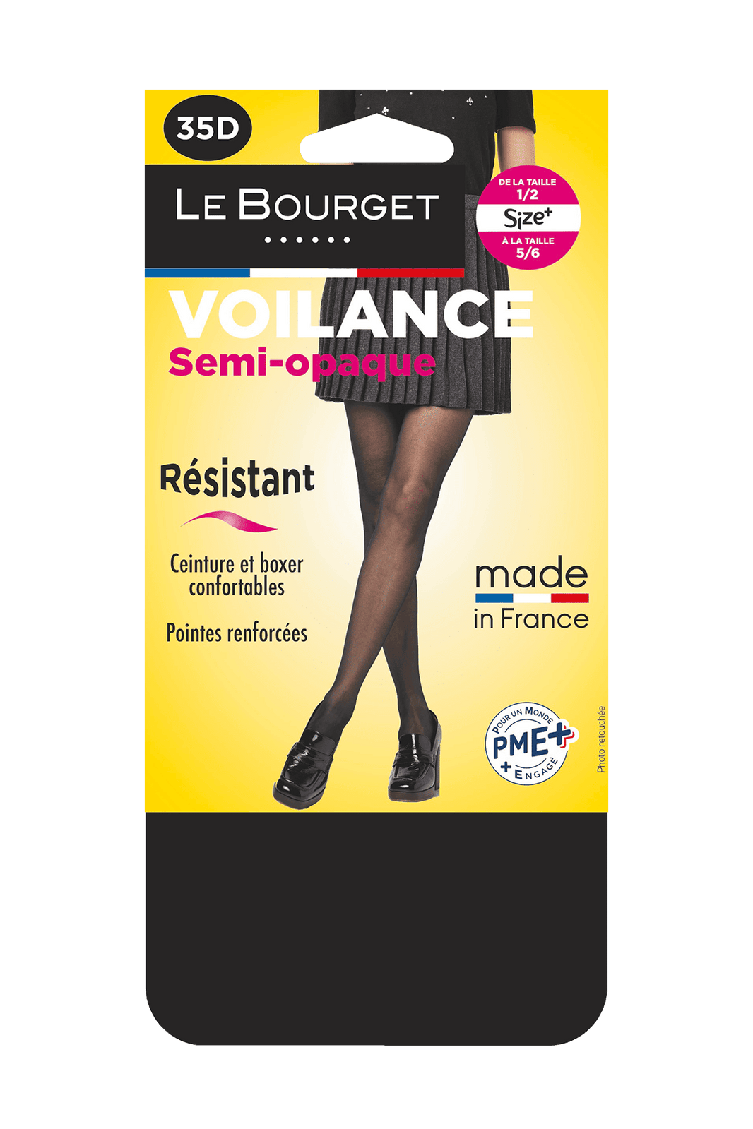 Collant Voilance Satiné 15D Noir Le Bourget - Taille 4, Haut De Gamme, Neuf Emballé