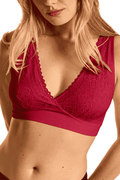 Brassière Bretelles Larges Lingerie Dentelle - Rouge Foncé