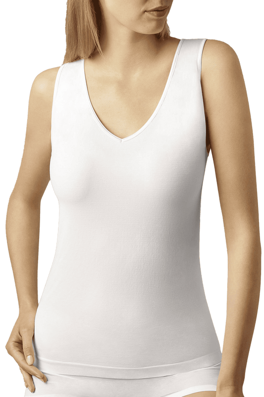Caraco Bretelles Larges Coton Bio Col V - Blanc