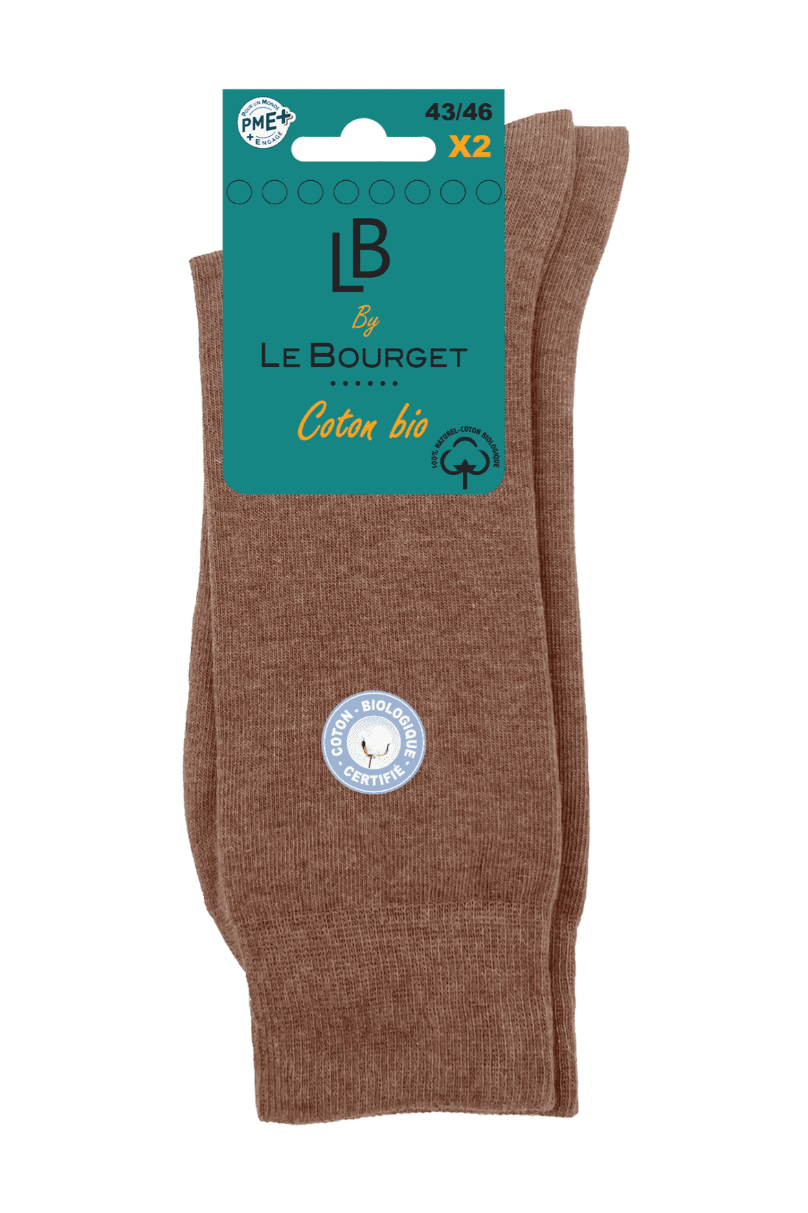 Lot de 2 Paires de Mi-Chaussettes Homme en Coton Bio - Camel Chiné
