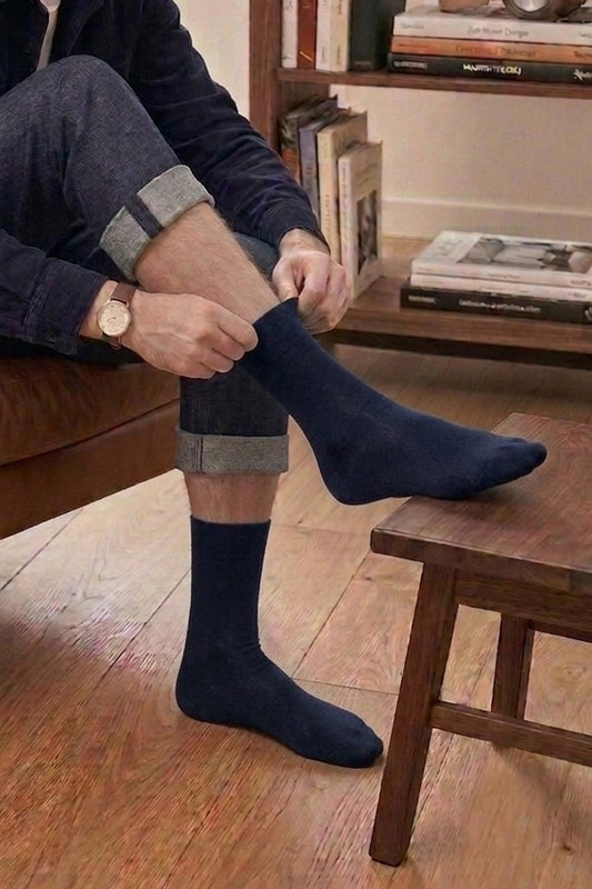 Lot de 2 Paires de Chaussettes Homme en Coton Bio - Marine