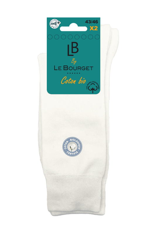 Lot de 2 Paires de Mi-Chaussettes Homme en Coton Bio - Naturel
