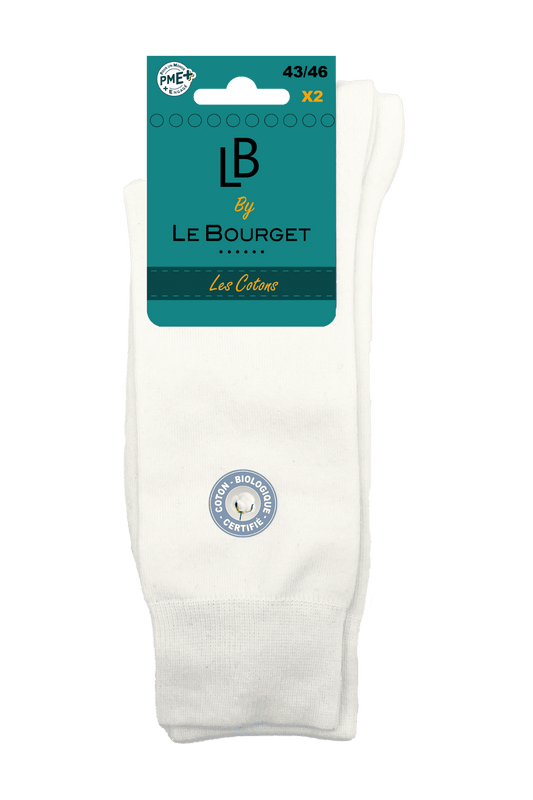 Lot de 2 Paires de Chaussettes Homme en Coton Bio - Naturel