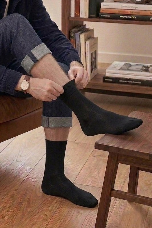 Lot de 2 Paires de Chaussettes Homme en Coton Bio - Noir