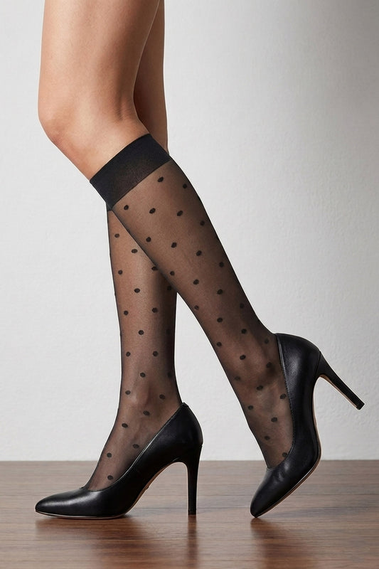 Mi-Bas Fantaisies Plumetis Jambes Légères 25D Ativ'Day - Noir
