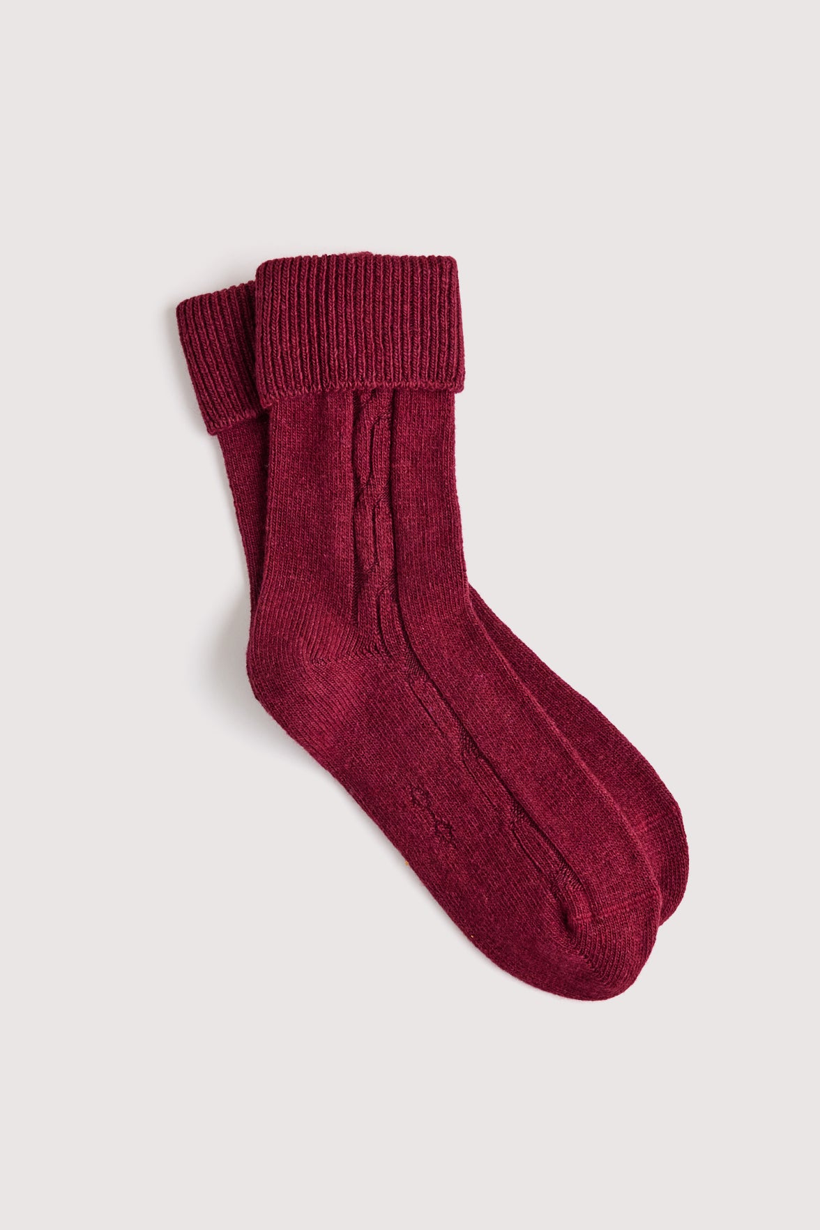 Chaussettes Torsadées avec Revers en Laine et Cachemire - Bordeaux