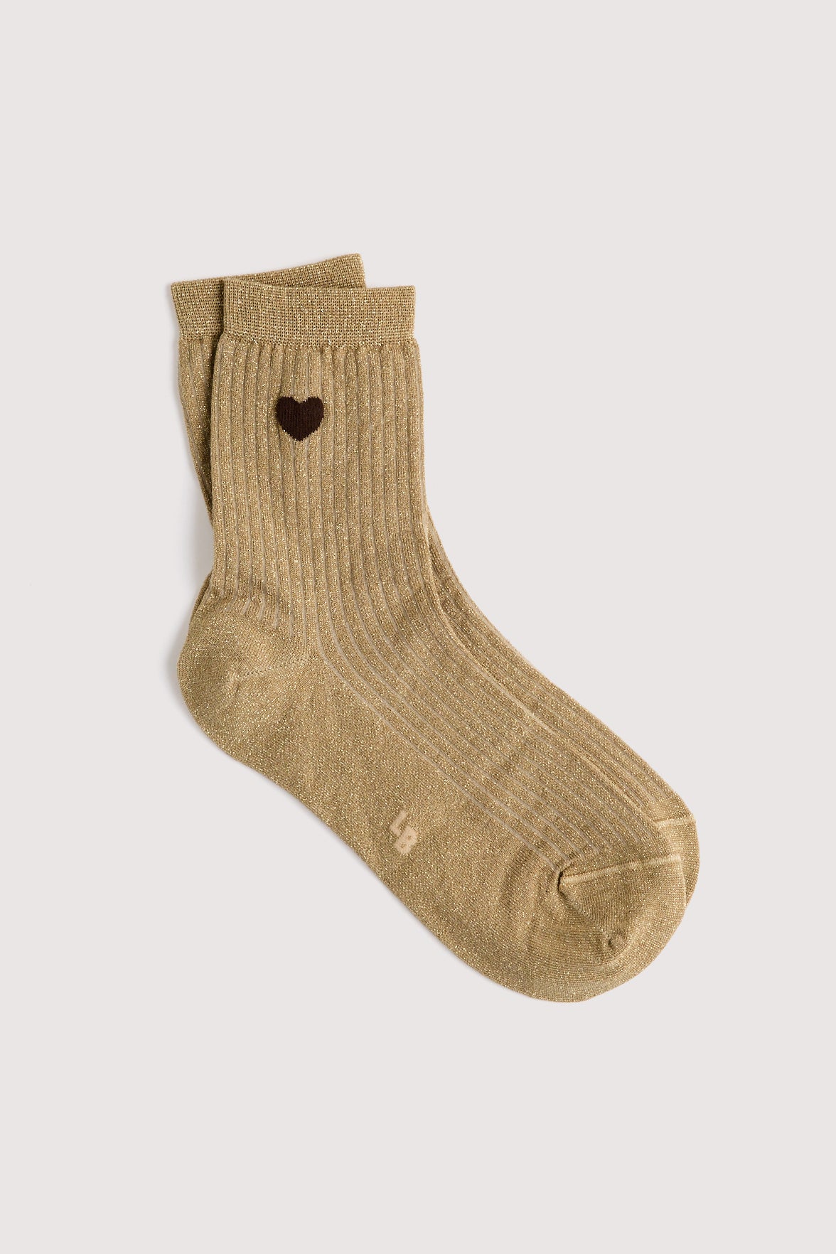 Socquettes Côtelées Lurex Motif Petit Coeur Placé - OR