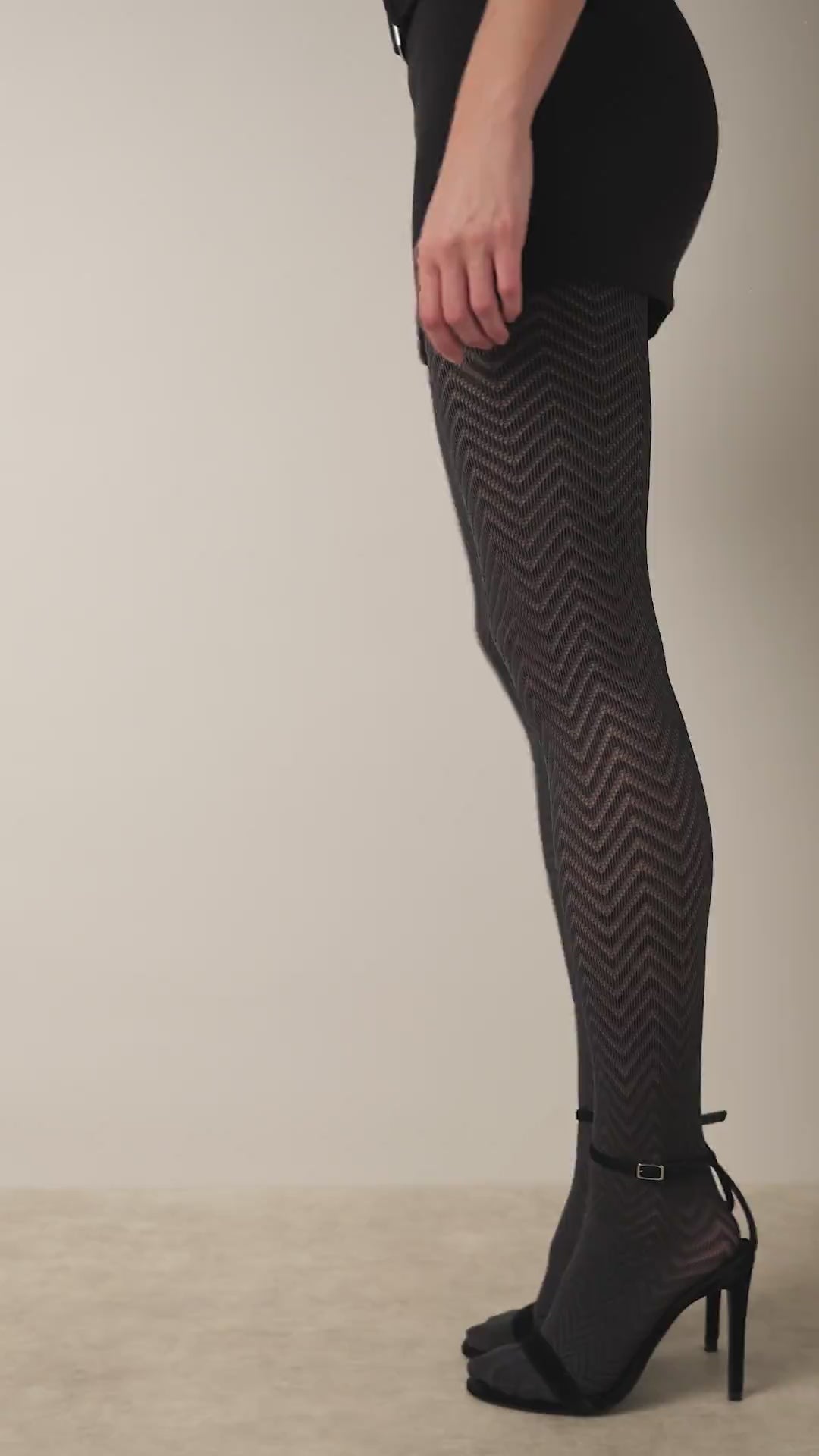Collant Motif Chevron 45D Fashion Heather - Cacao