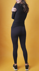 Leggings Ceinture Haute Maille Côteléé Les Thermiques - Noir