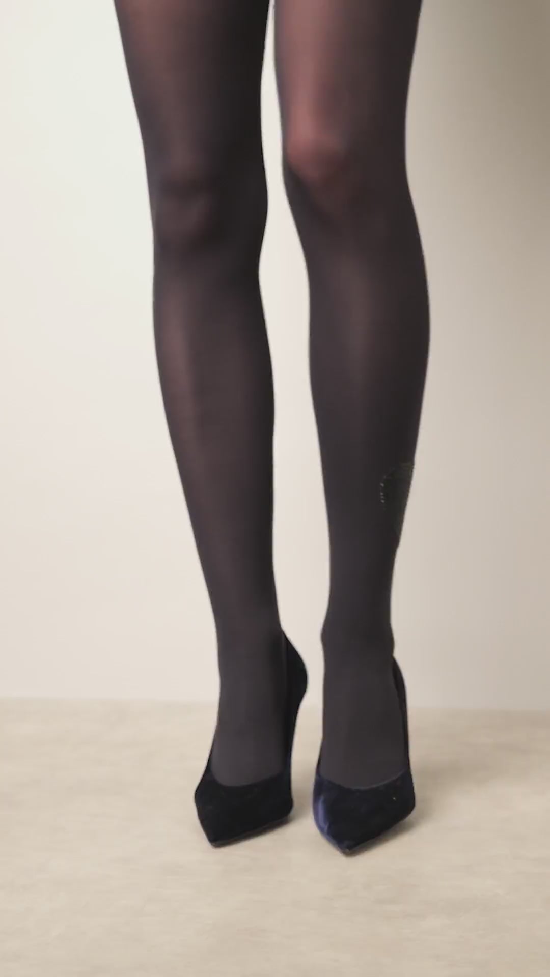 Collant Motif Coeur Placé 50D Fashion Hèloïse - Noir