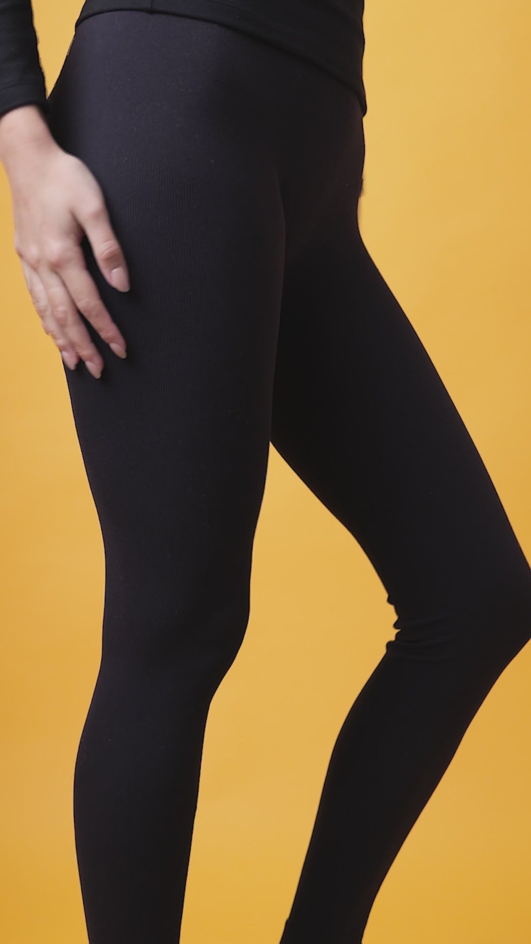 Leggings Ceinture Haute Maille Coteléé Les Thermiques - Noir