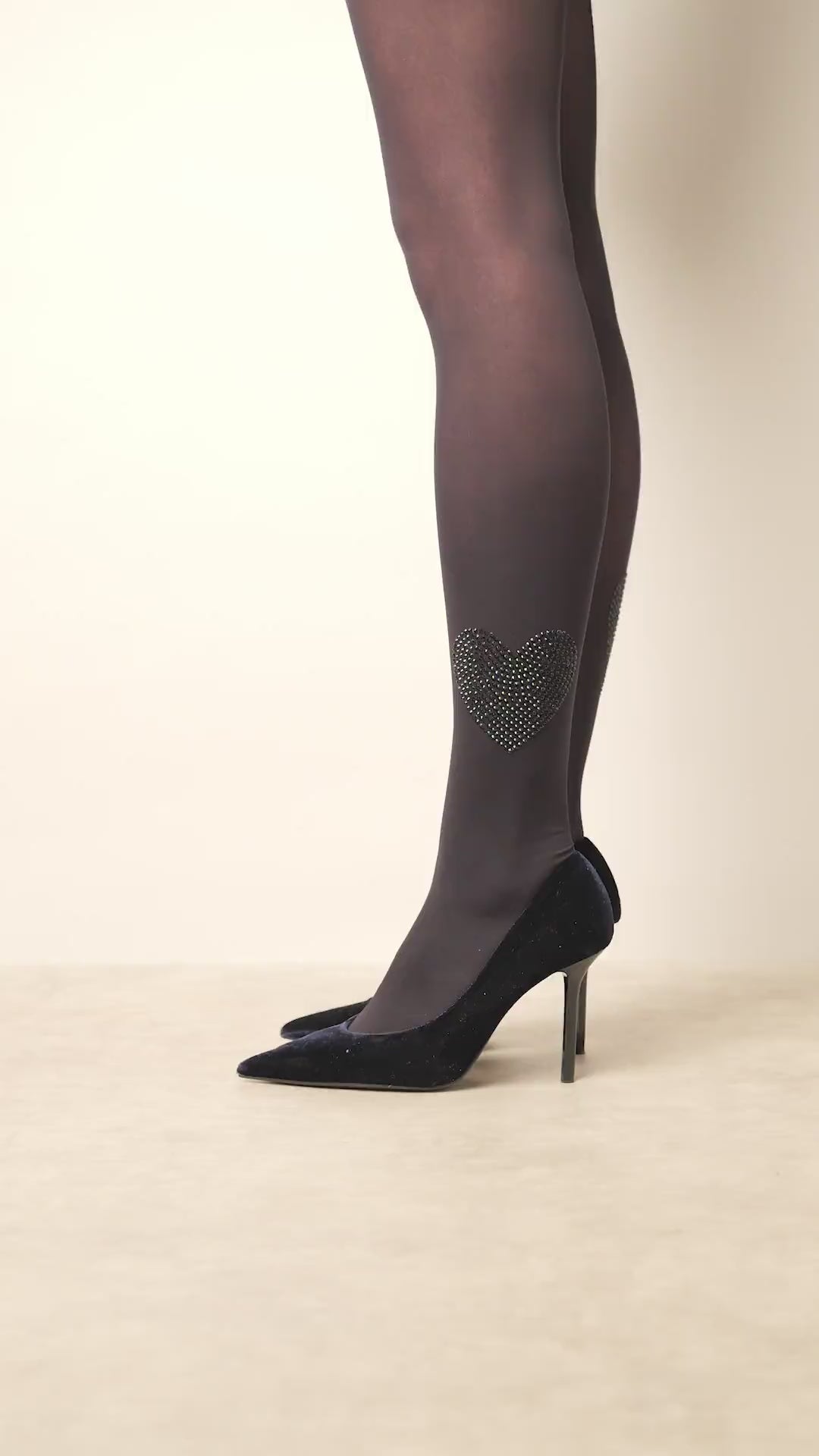 Collant Motif Coeur Placé 50D Fashion Hèloïse - Noir