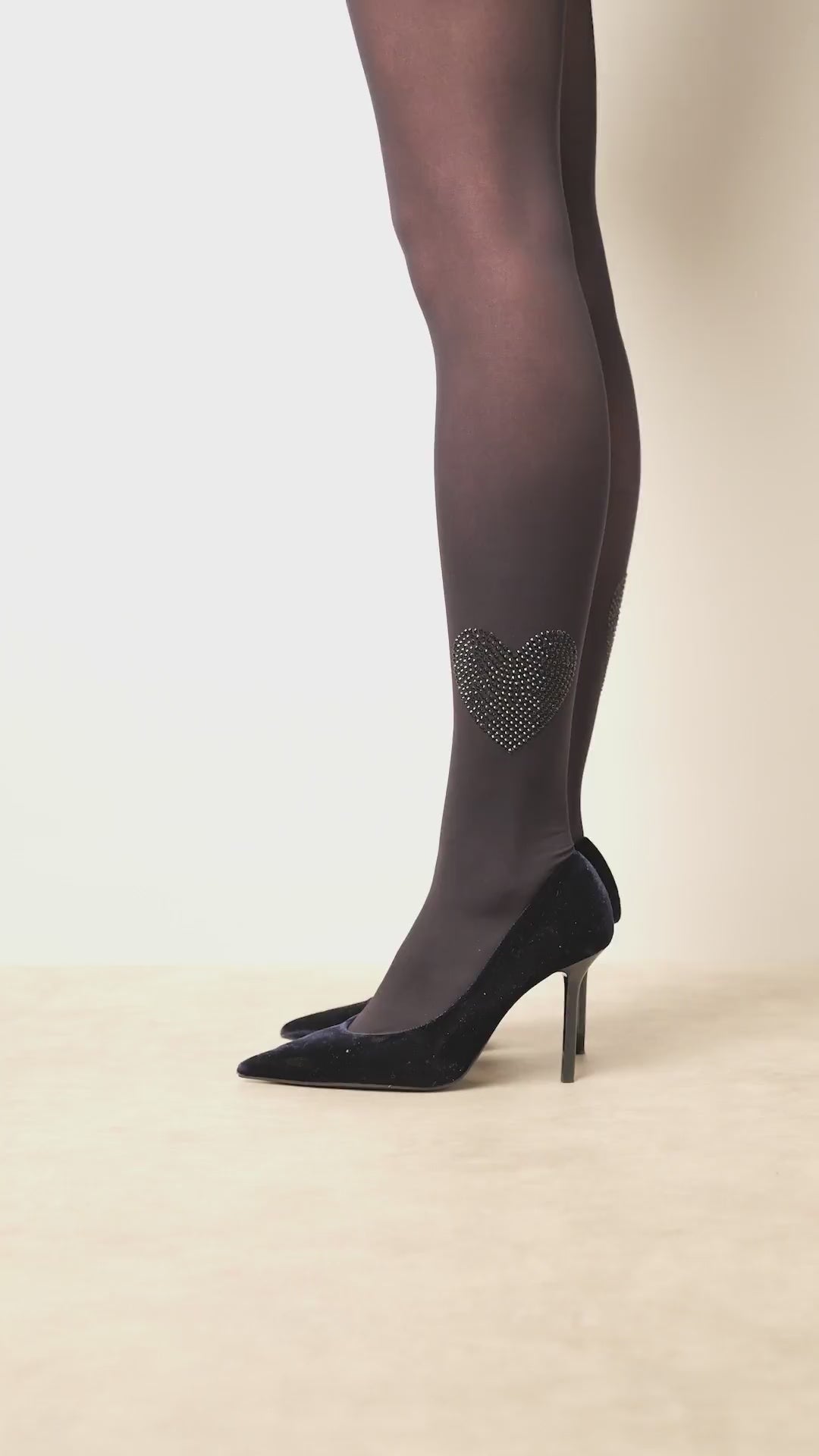 Collant Motif Coeur Placé 50D Fashion Hèloïse - Noir