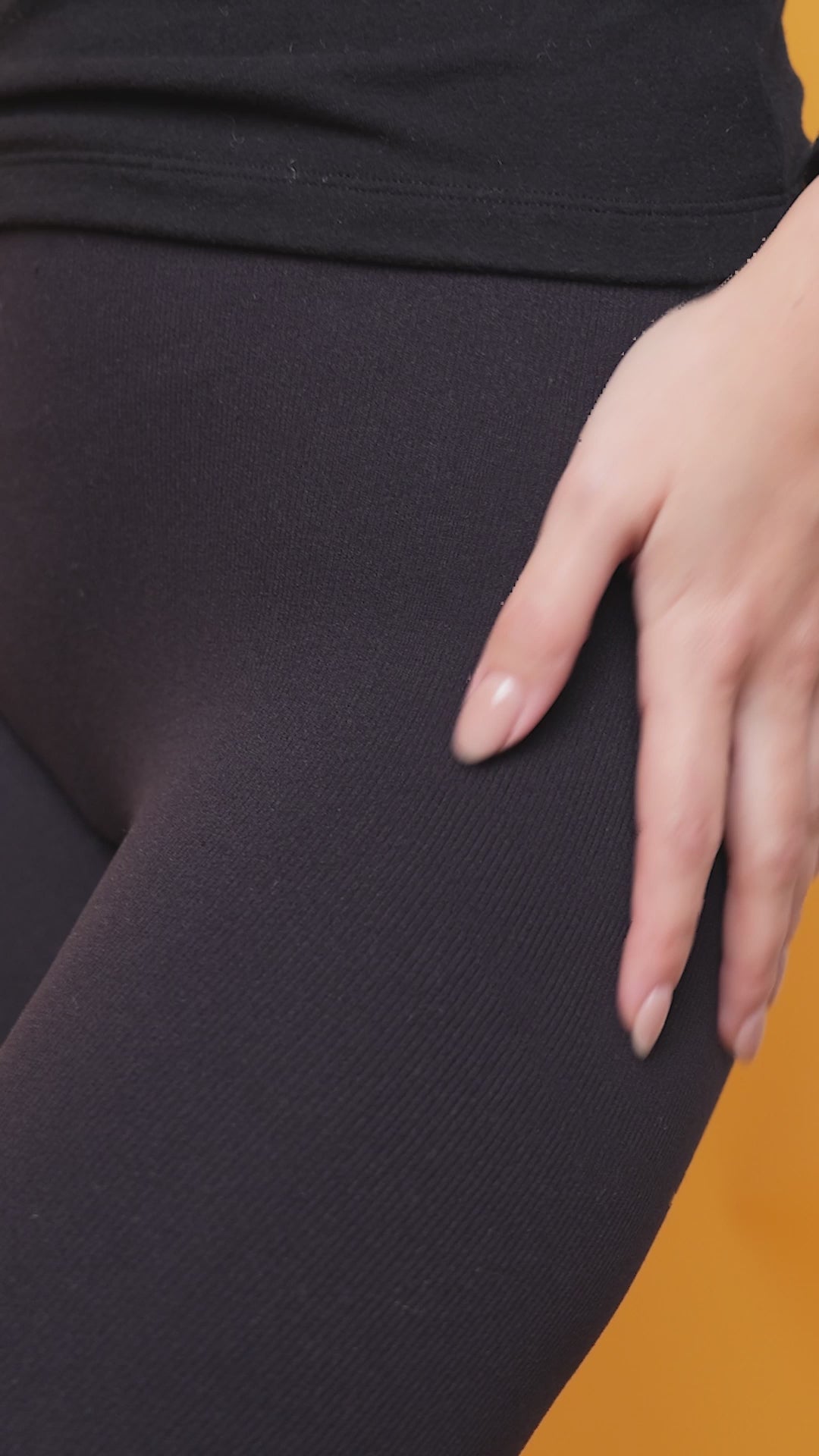 Leggings Ceinture Haute Maille Coteléé Les Thermiques - Noir