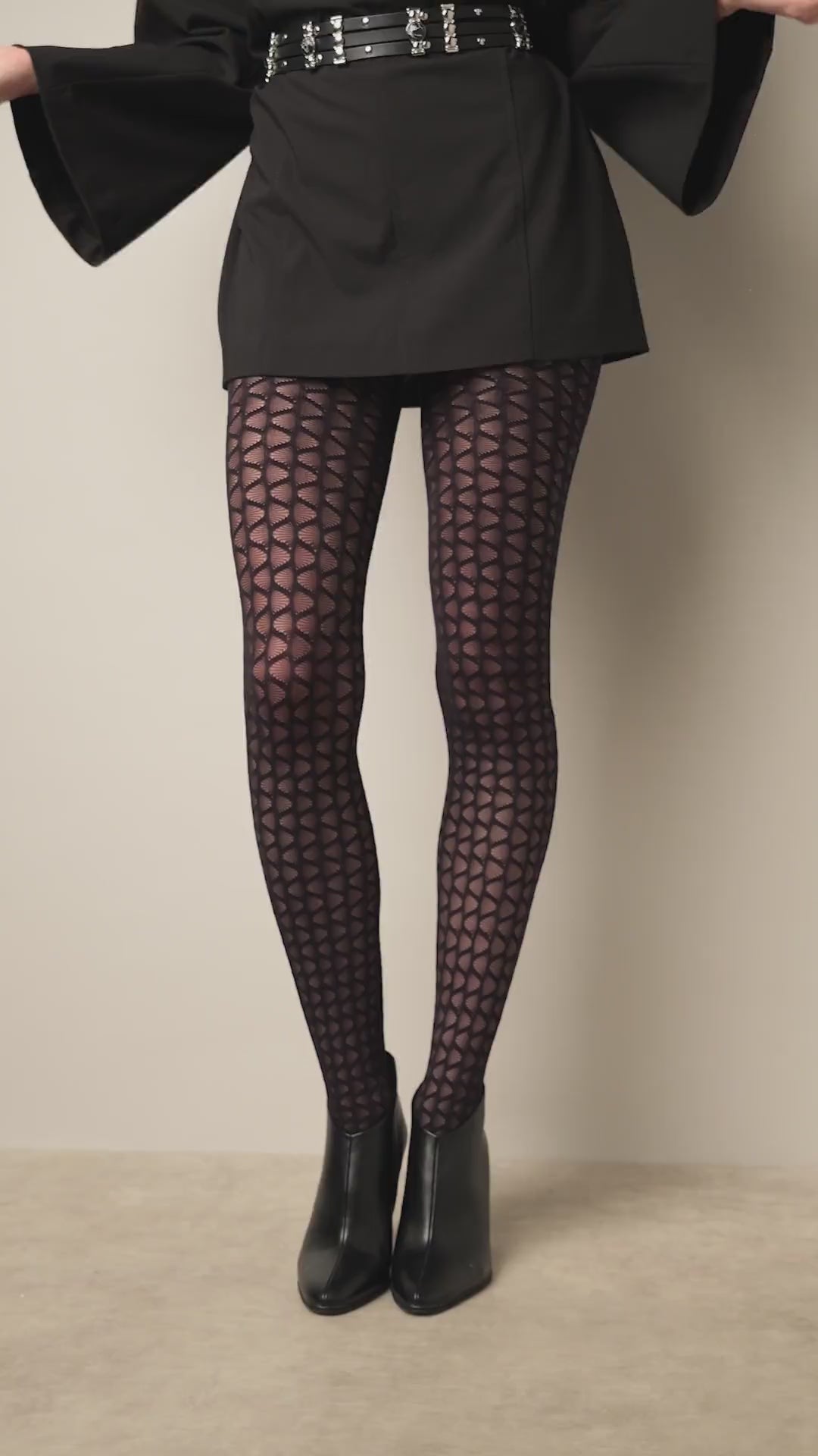 Collant Motif Graphique Vagues 40D Fashion Hortense - Noir