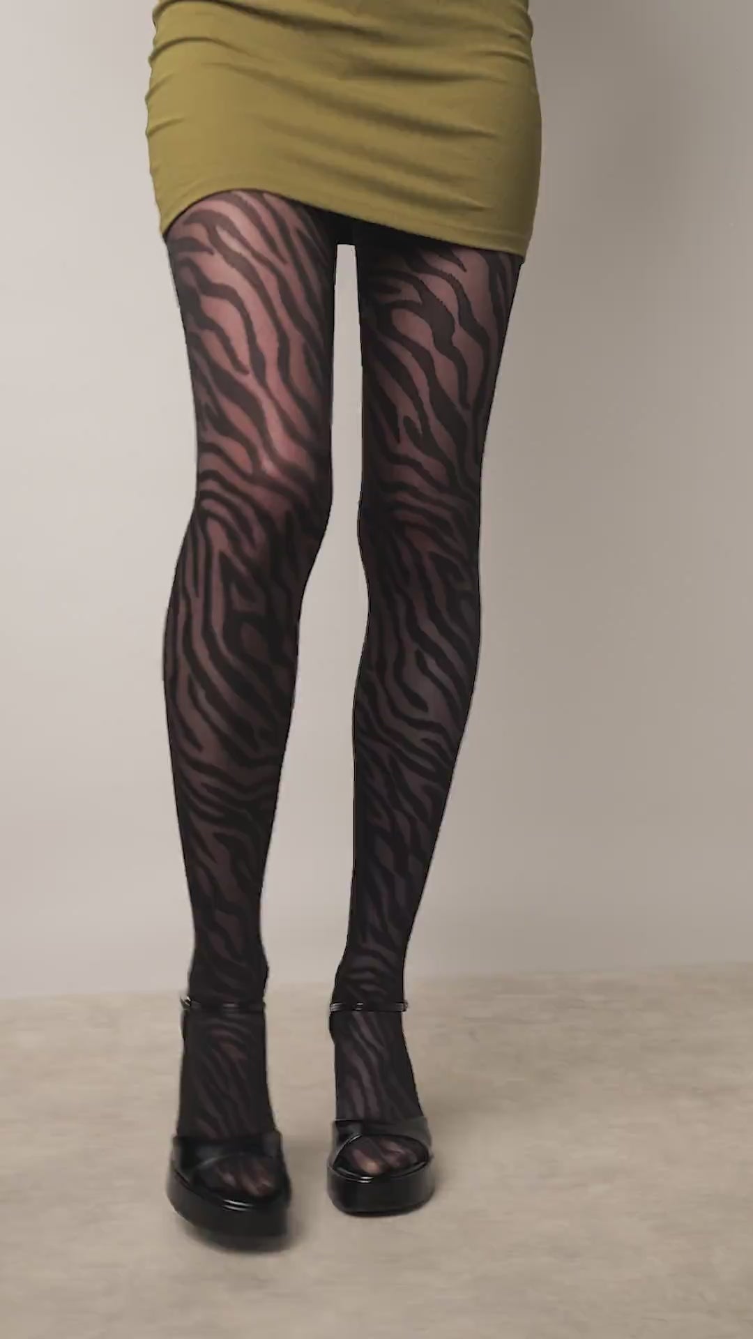 Collant Motif Animalier 30D Fashion Héléna - Noir
